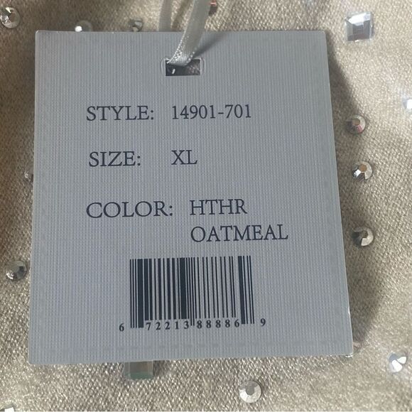 LIV Milano New W/Tags Knit Sweater Heather Oatmeal Color Size XL - Picture 5 of 12